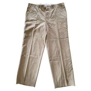 Canali 7 Wool Tessuto Italy Dress Pants Tan Pleated Flat Front Menswear Inspired
